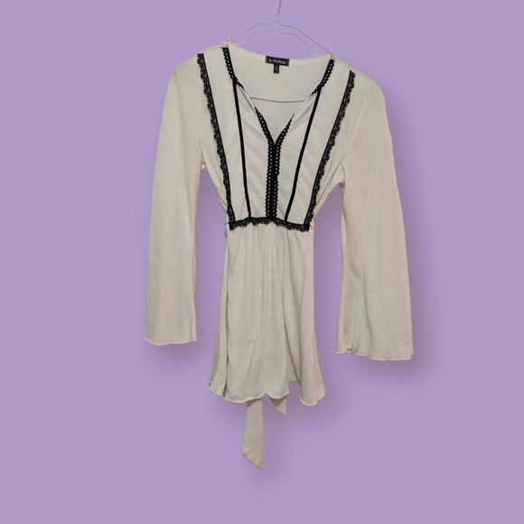 Le Chateau Vintage 2000s Victorian Inspired Tie Waist Blouse, Size S - Picture 1 of 2